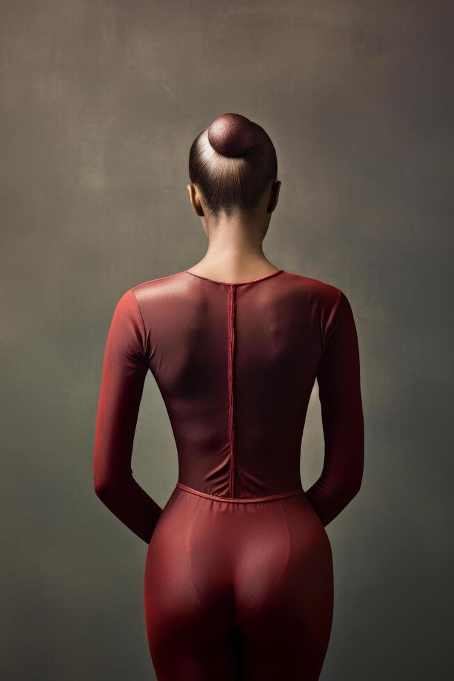 Elegant ballet dancer in red costume photo