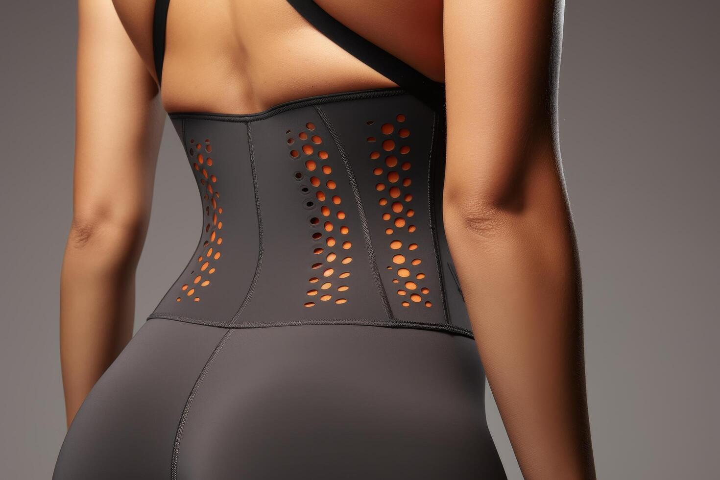 Closeup of womans torso wearing stylish activewear photo