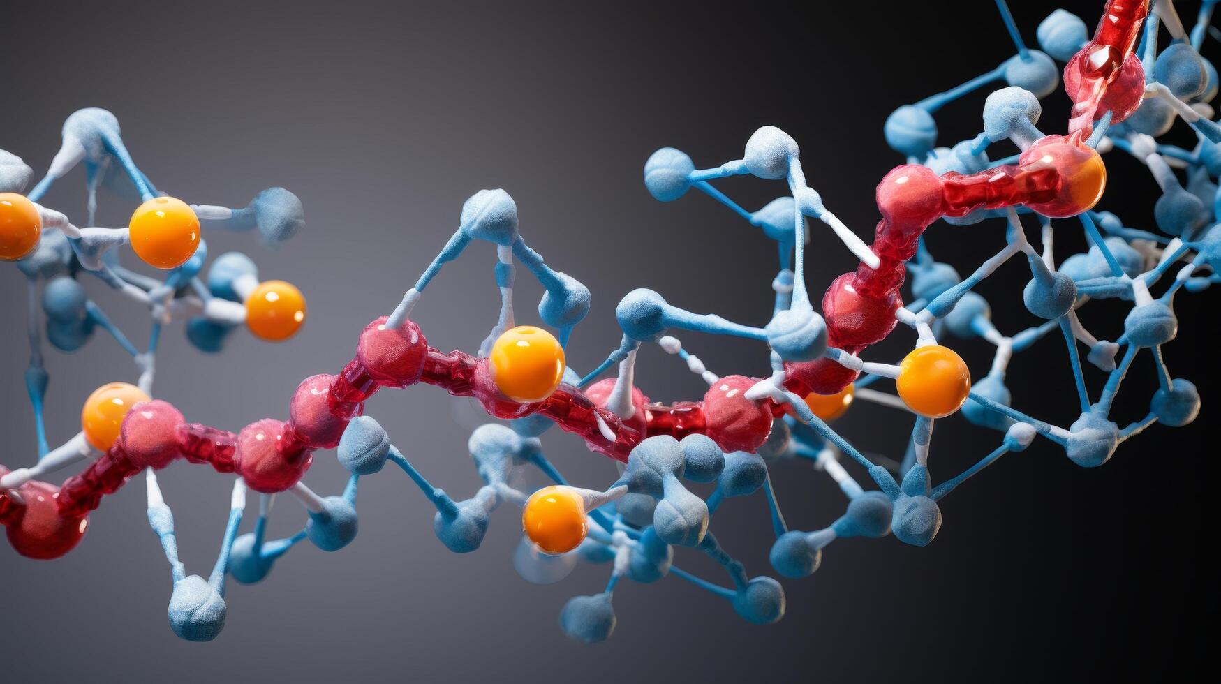 abstract molecular structure with colorful spheres photo