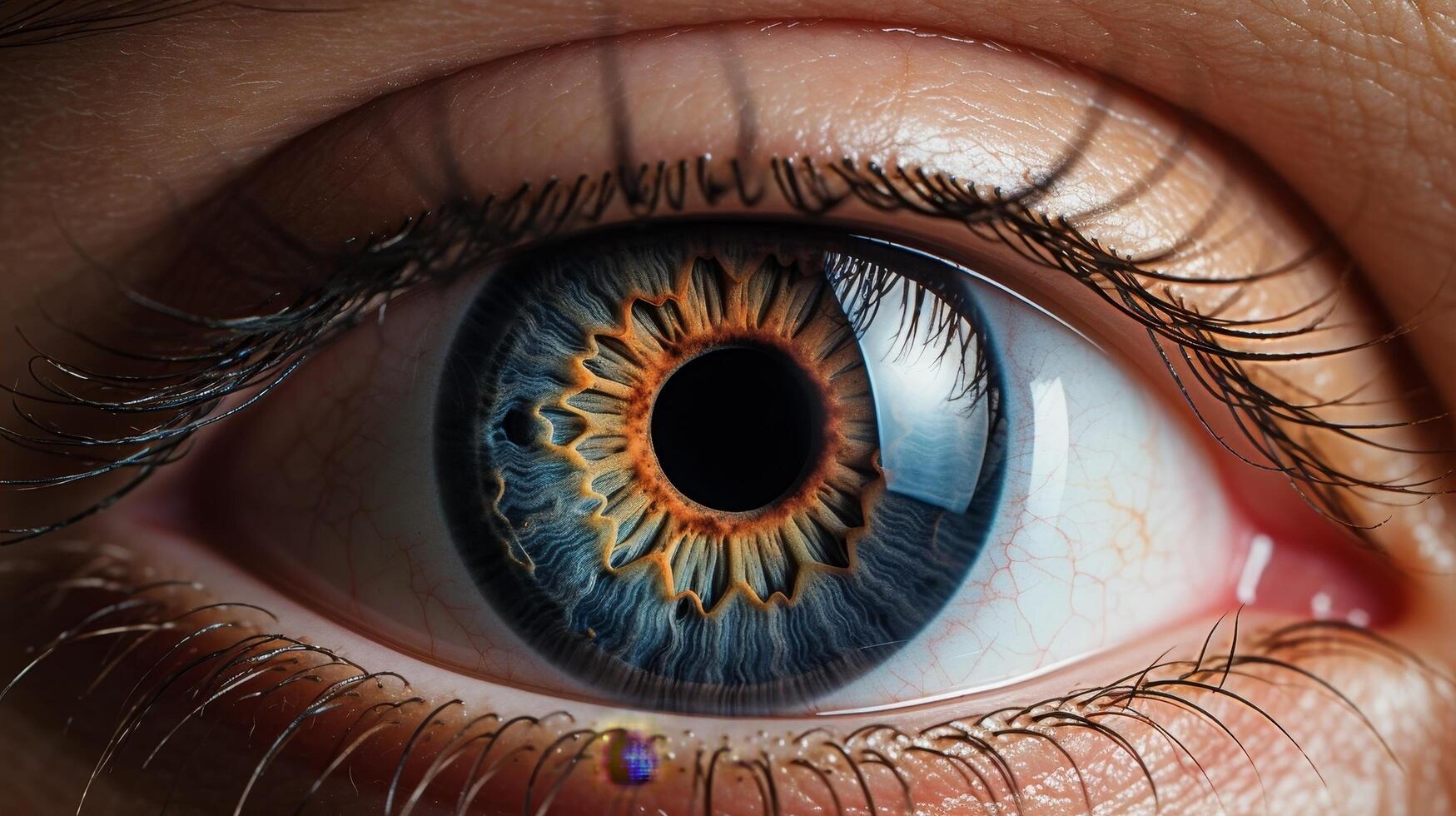 Detailed close up of a human eye with a vibrant iris photo