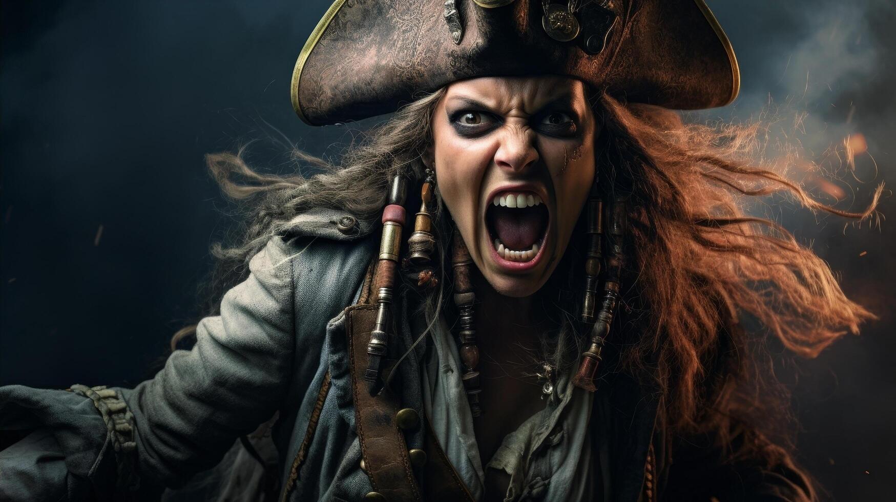 Fierce pirate with intense expression photo