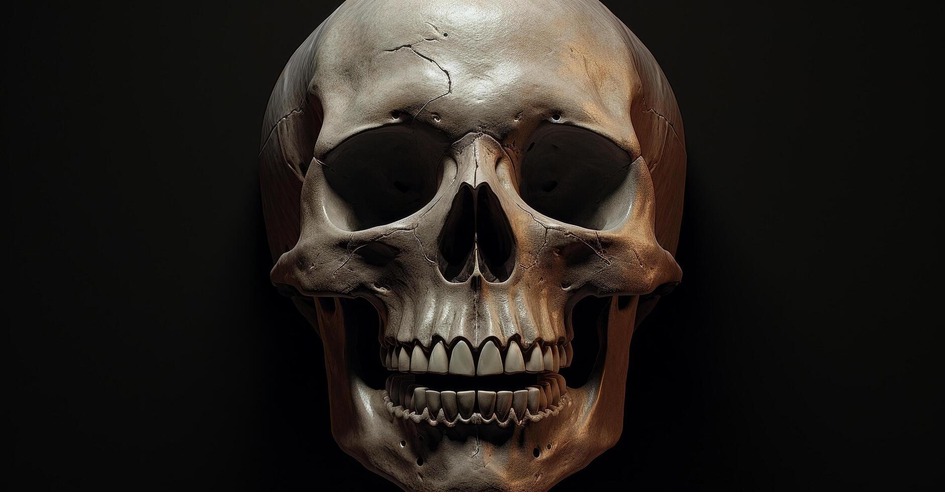 Detailed close up of a human skull photo