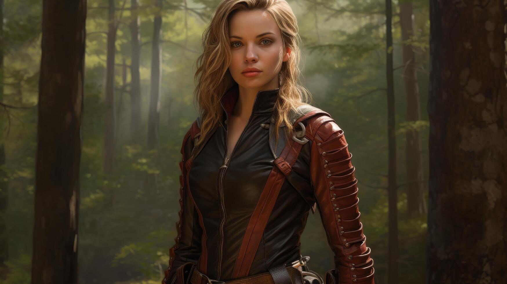 Adventurous woman in forest photo