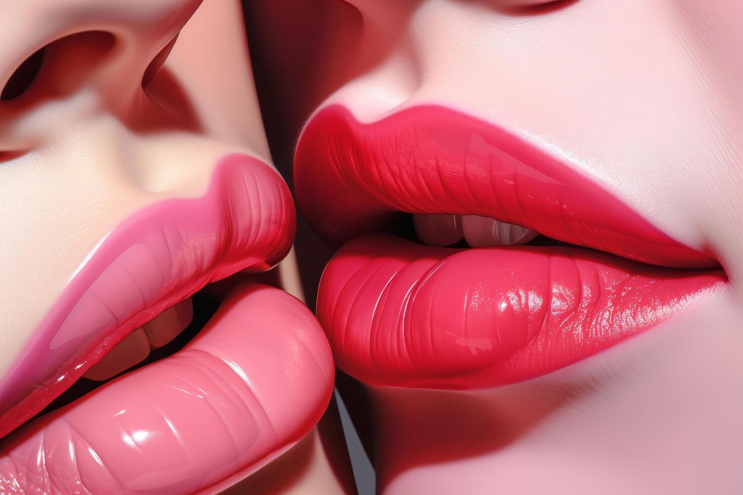 Vibrant red lips close up photo
