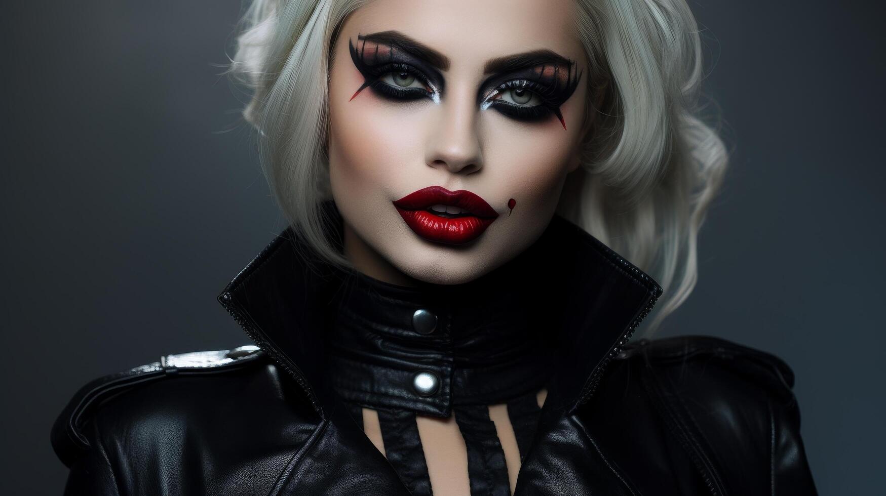 dramatic makeup portrait of woman with blonde hair photo