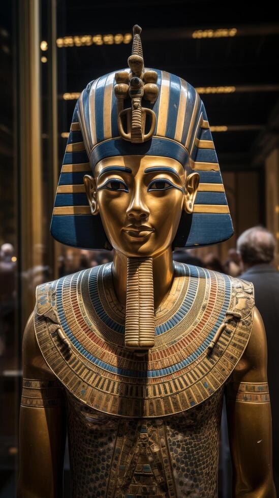 Ornate ancient egyptian pharaoh statue photo