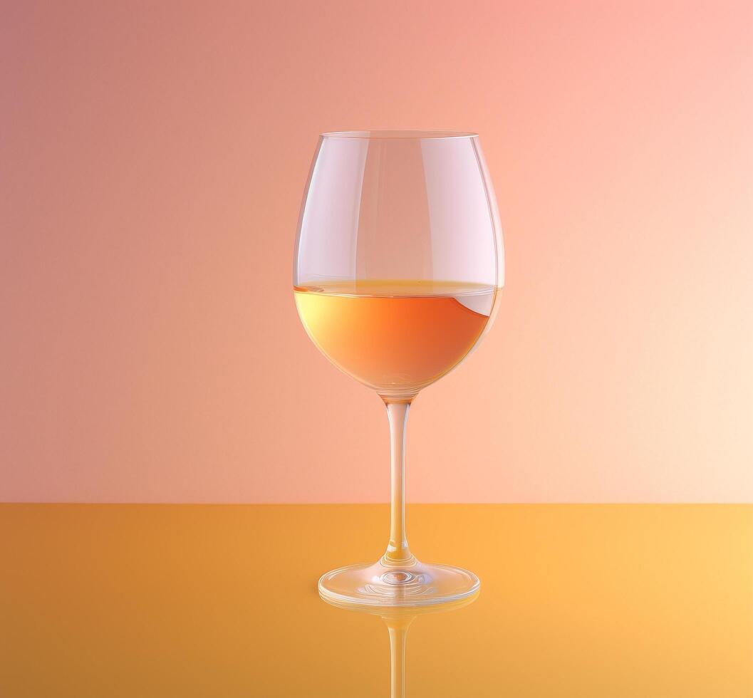 glass of orange wine on gradient background photo