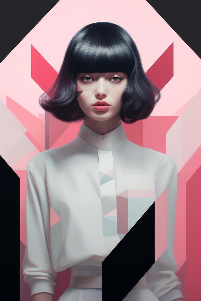 striking fashion portrait with geometric shapes photo