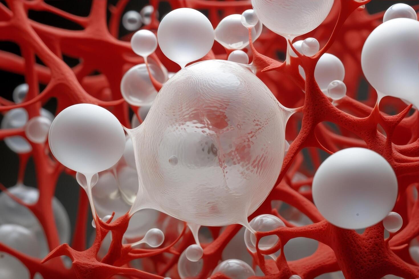 Abstract cellular structure with white spheres photo
