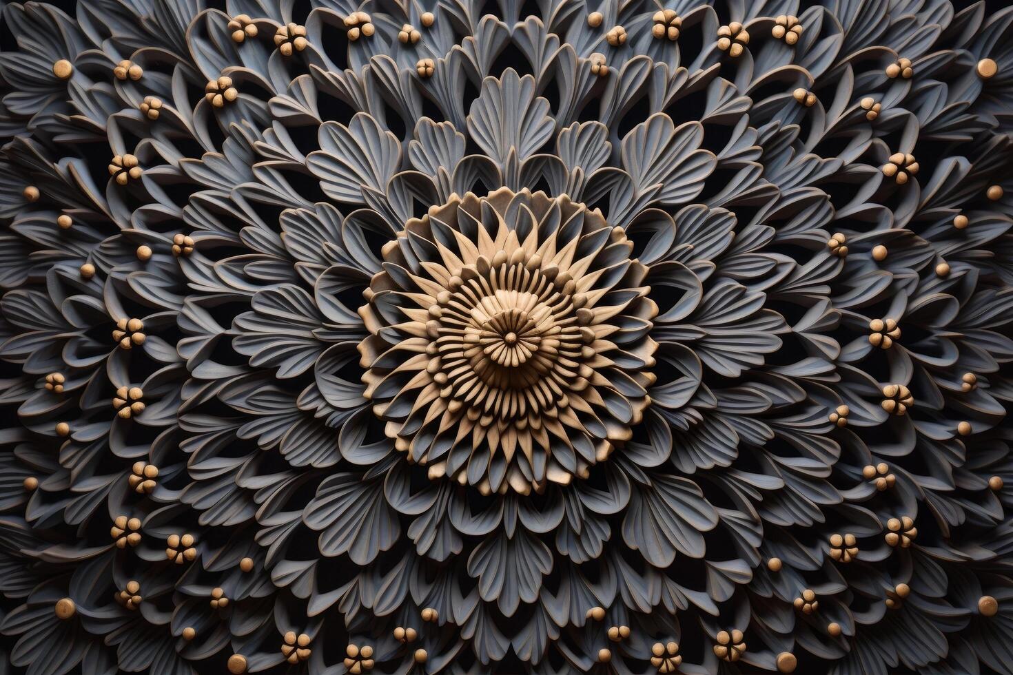 Intricate black and gold floral pattern photo
