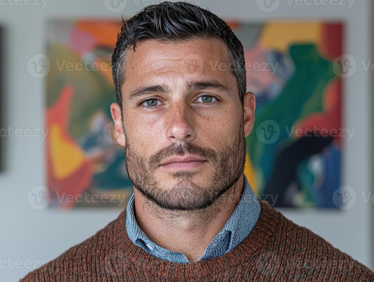 Portrait of a handsome man with a serious expression photo