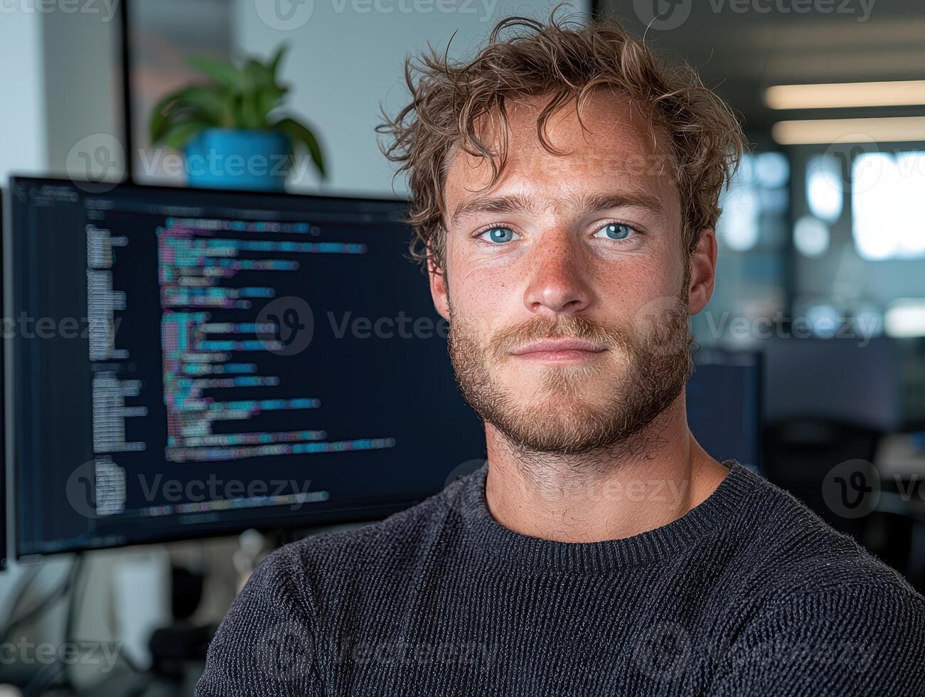 Portrait of a young male software developer in his office photo