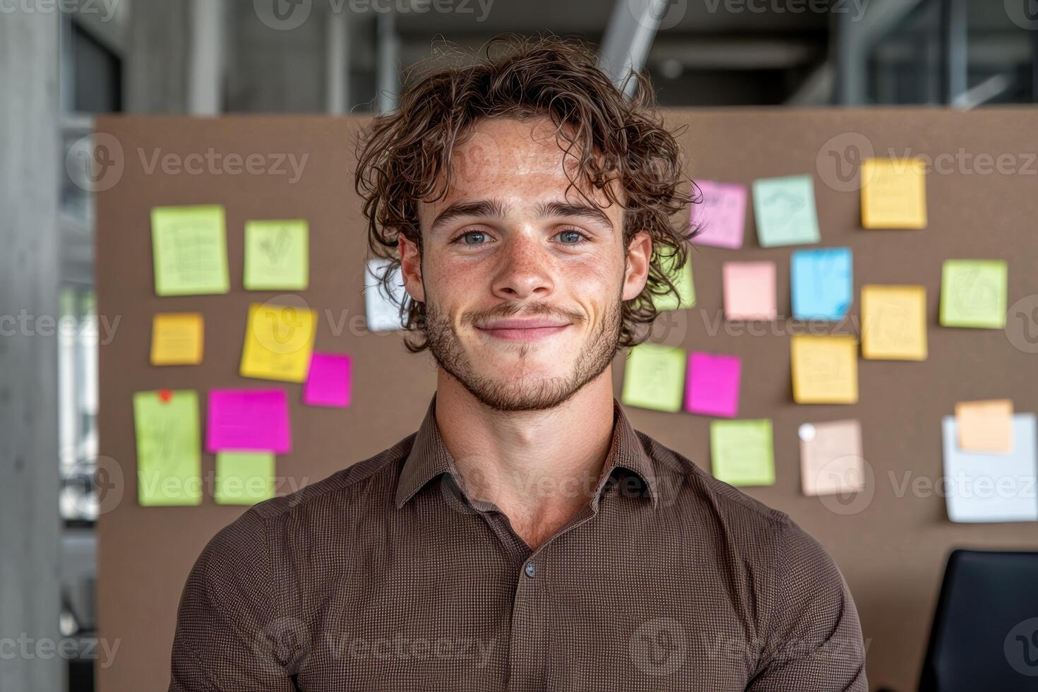 Portrait of a young man smiling in his office photo