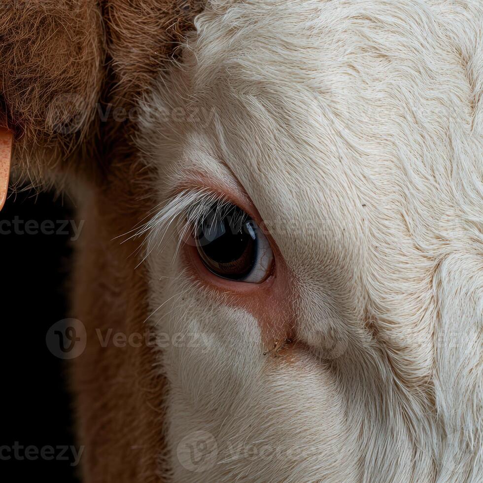 Close up of a cows eye, showing detail and texture photo