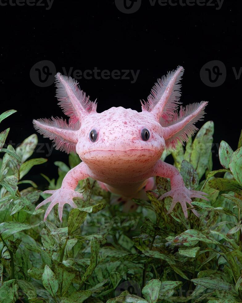 Closeup of an axolotl in an aquarium photo