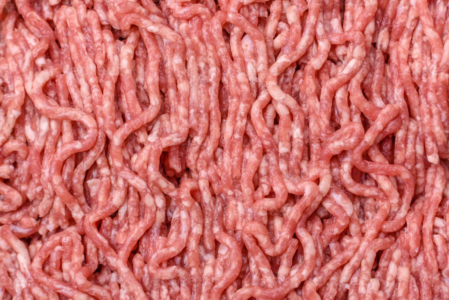 Fresh raw ground minced beef with salt and spices photo