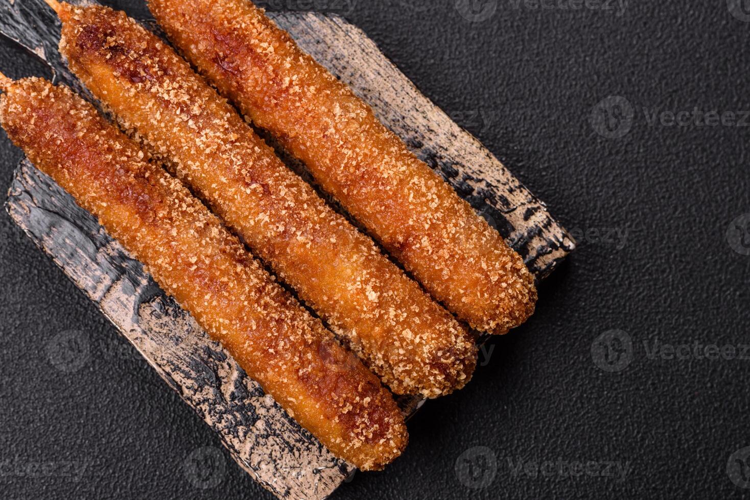 Lula kebab meat fried on a fire in breading with salt, spices and herbs photo