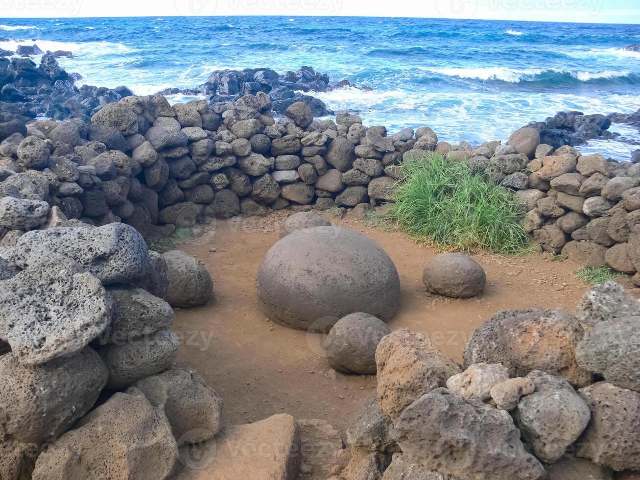 Tachyllite tuff stones, material from which the statues of Easter Island were made. photo