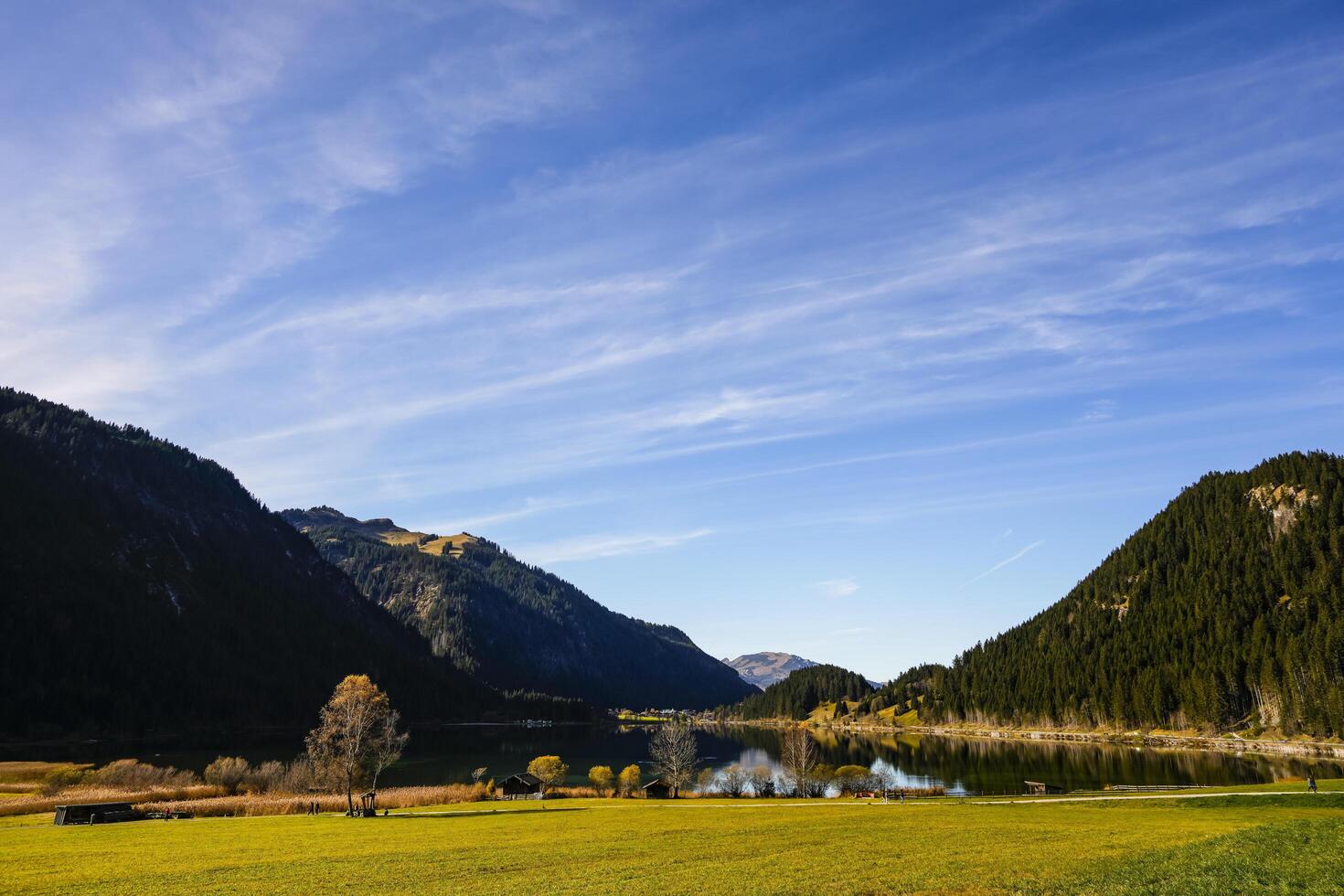 View over a lake in the Austrian Alps, Tyrol photo