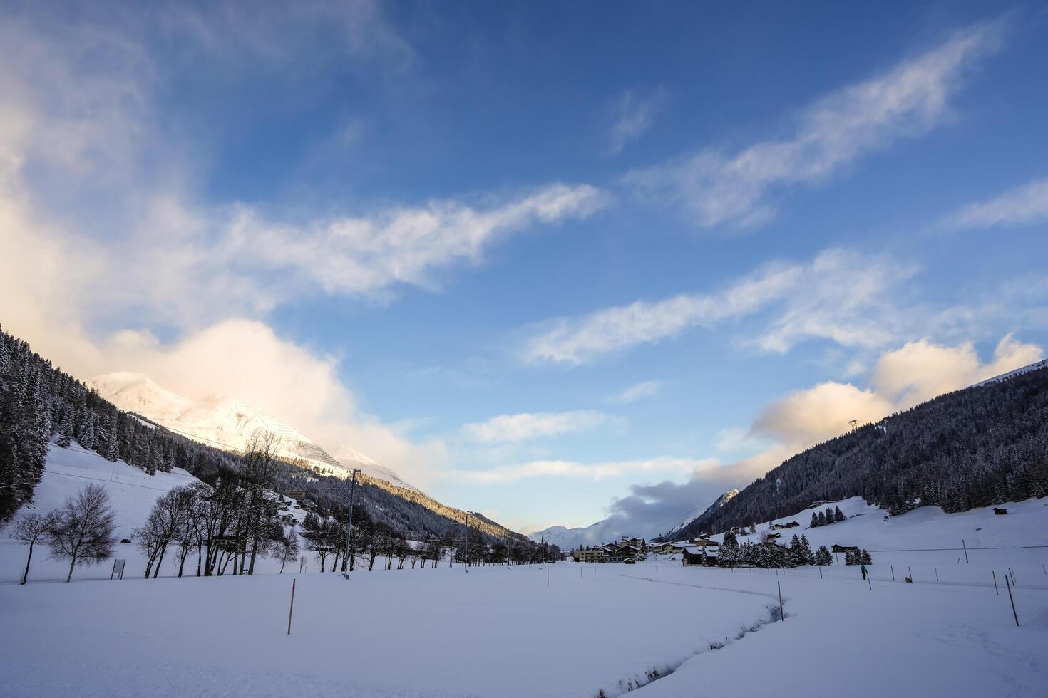 Winter scenery in the Swiss Alps near Davos, Grisons, Switzerland photo