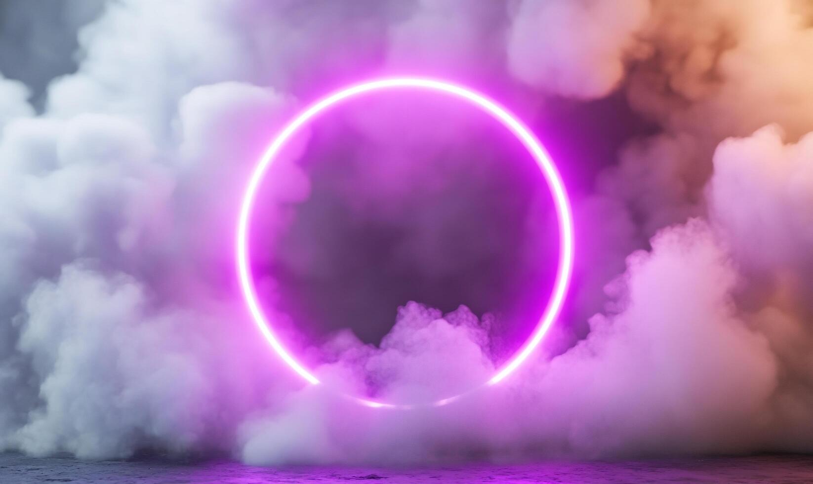 A purple circle surrounded by smoke and fog photo
