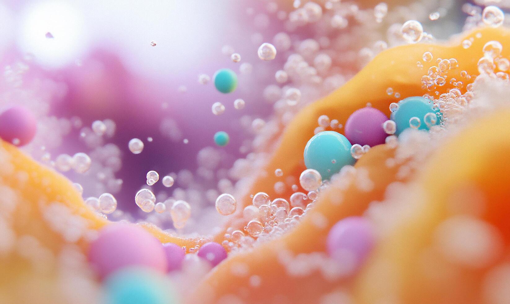 Colorful bubbles and bubbles are floating in the air photo