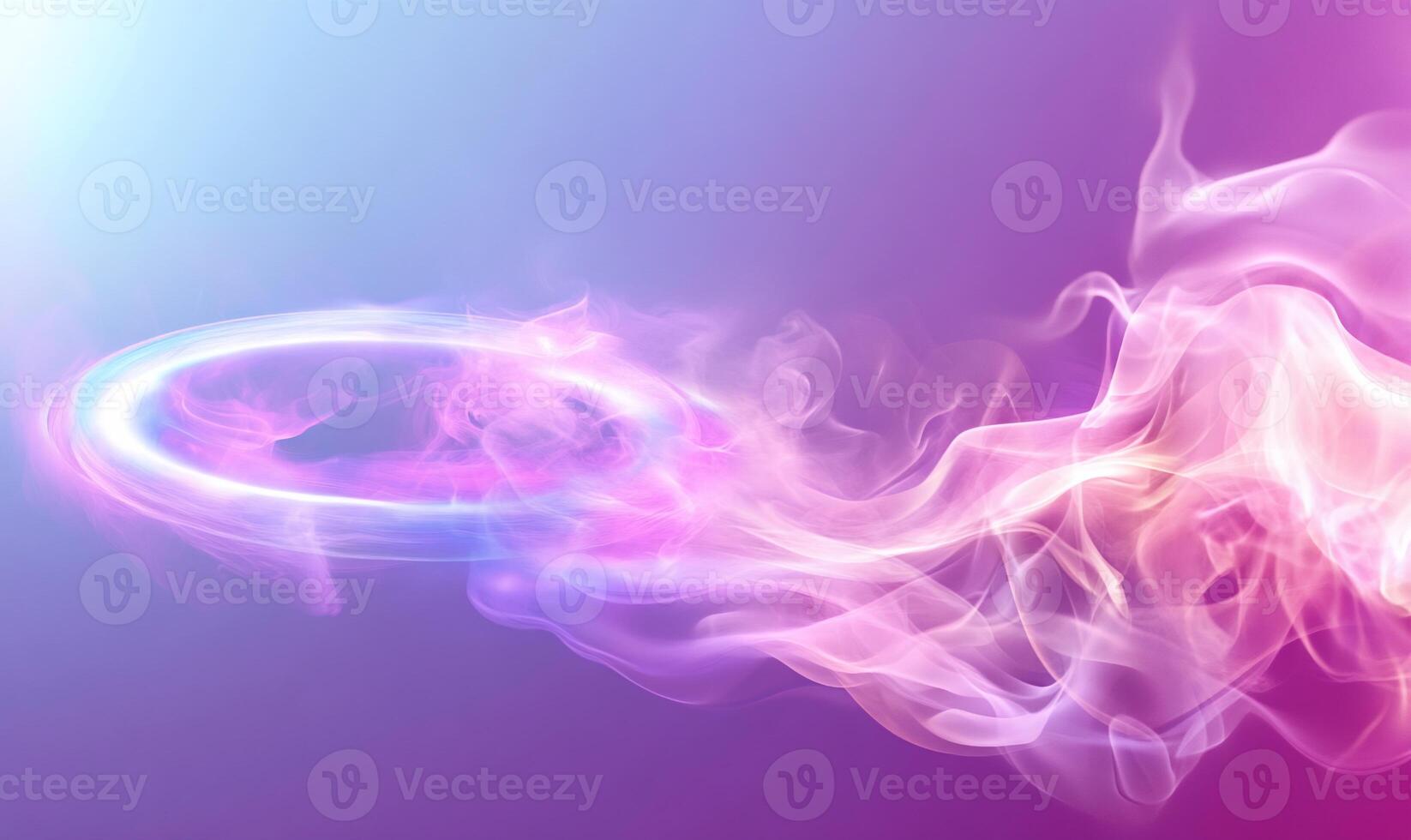 A ring of smoke is shown in the middle of a purple background photo