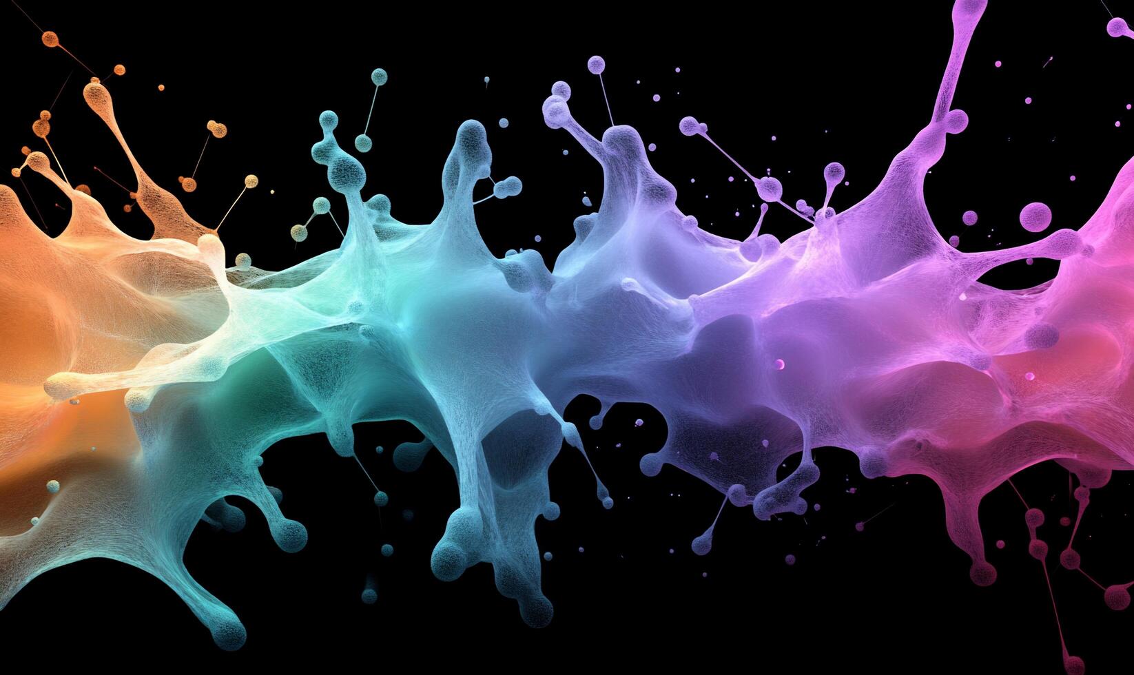 Colorful paint splashes on a black background photo