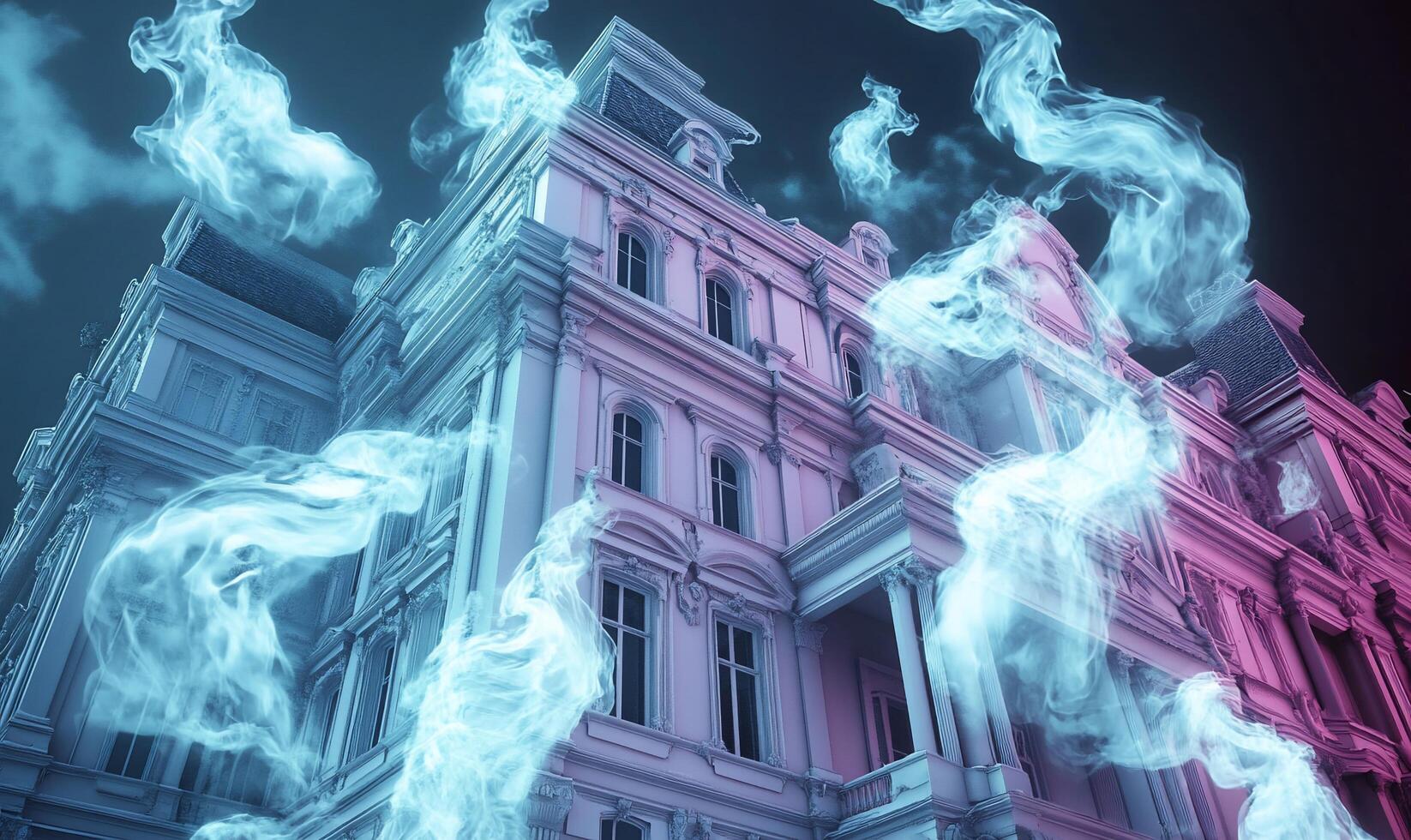 A building with smoke coming out of it photo
