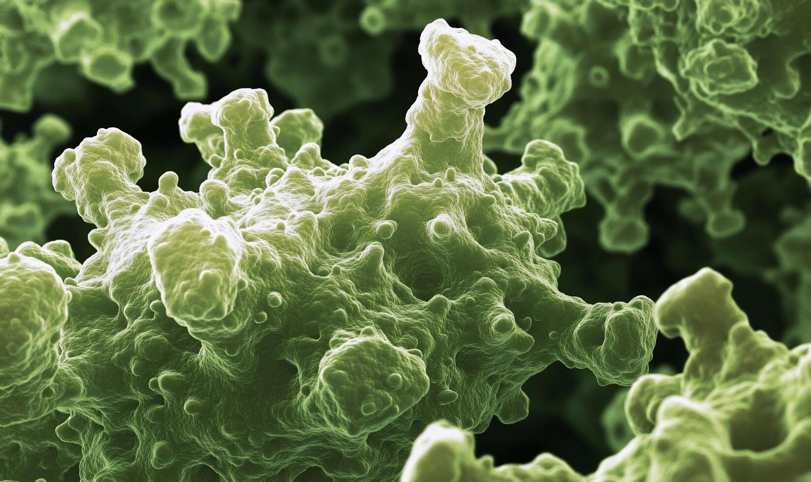 A close up of a green cell photo