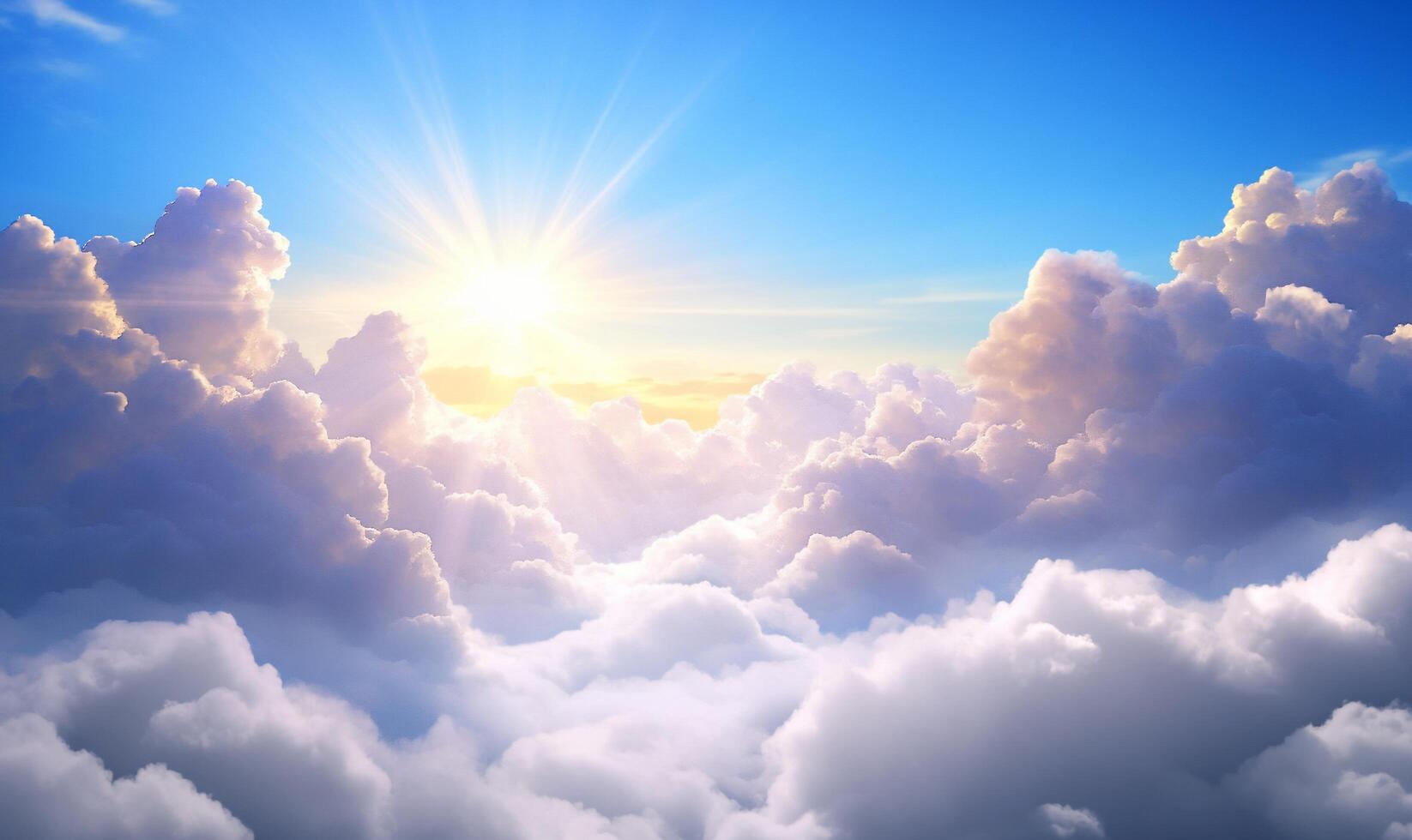 The sun shines through the clouds in this image photo