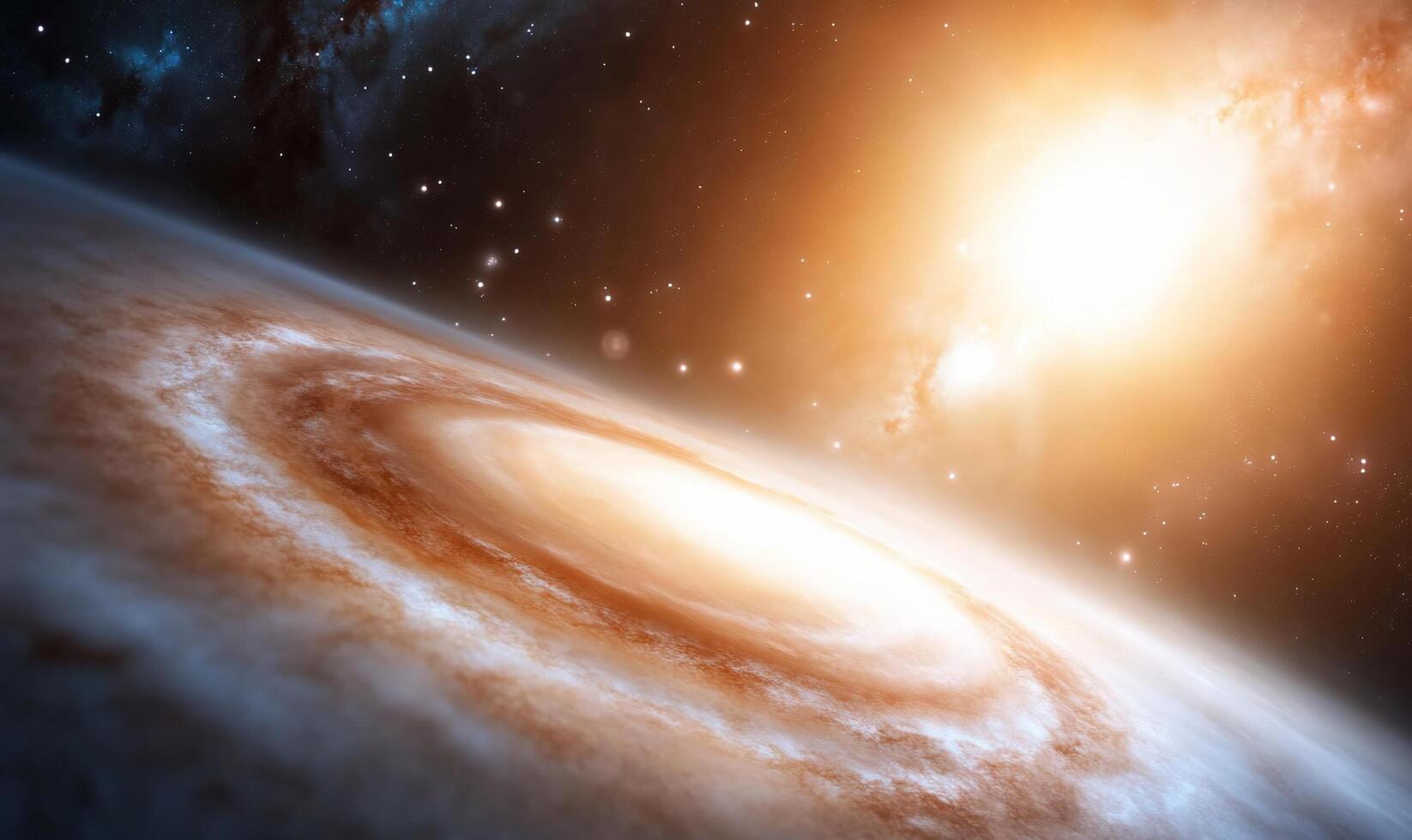 An image of a galaxy with a bright star photo