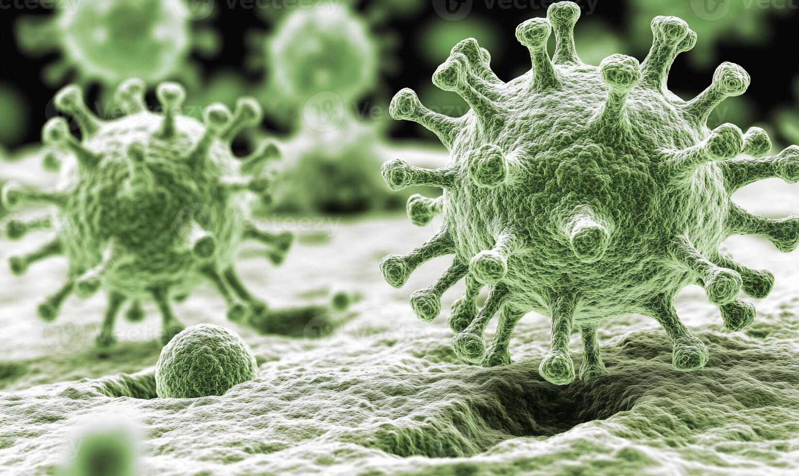 Coronavirus, a green virus, is shown in this image photo