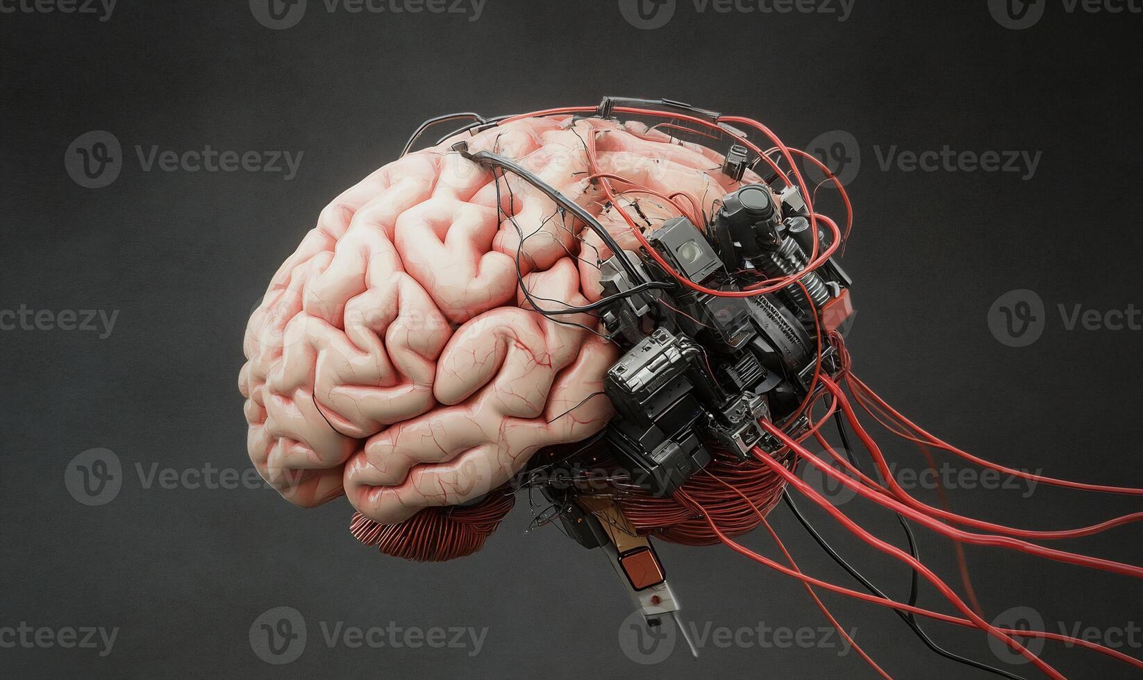 A brain with wires attached to it photo