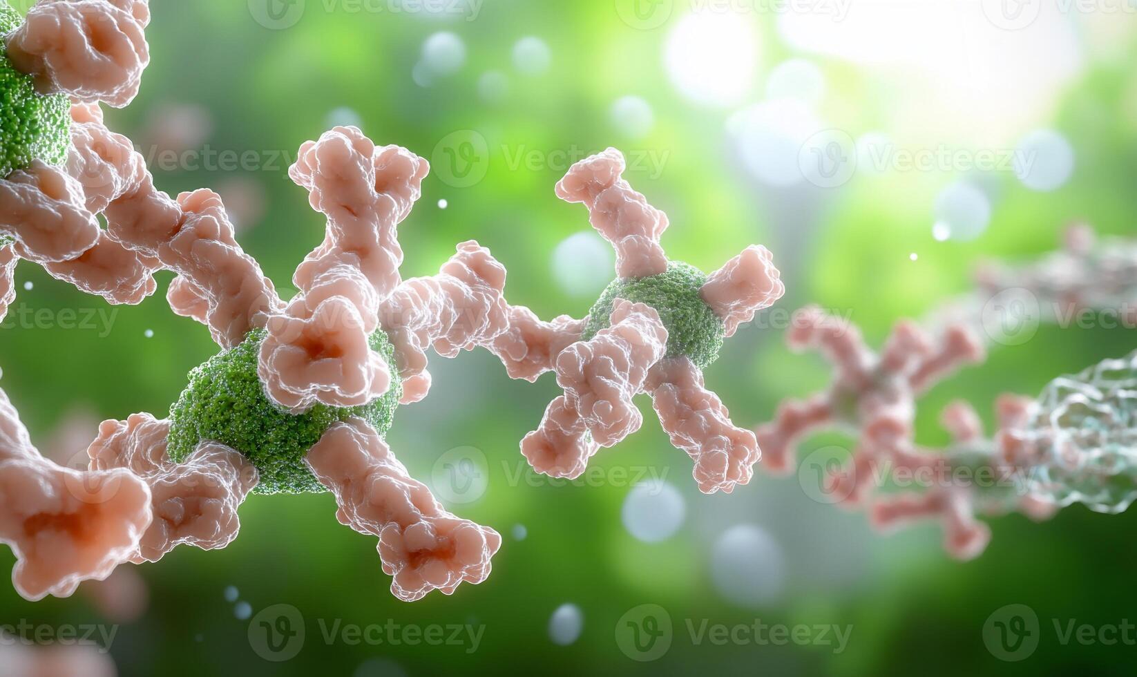 A group of cells with a green background photo