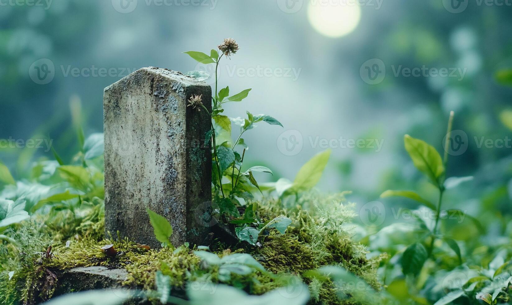 A grave in the middle of a forest photo