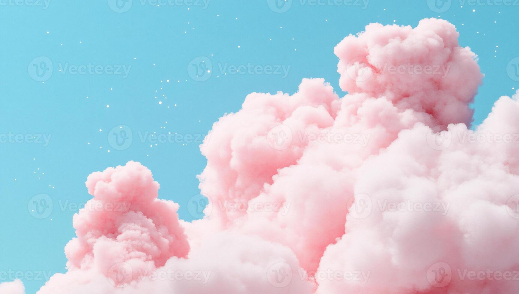 Soft pink clouds against a bright blue sky, creating a dreamy atmosphere. photo