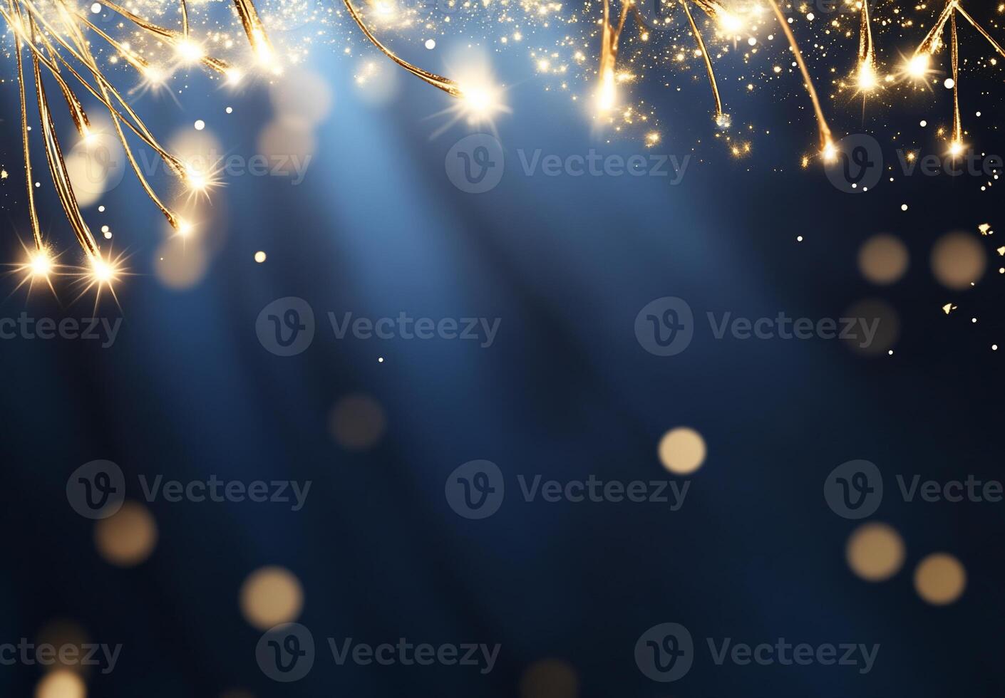 A sparkling background with light rays and bokeh effects for celebrations. photo