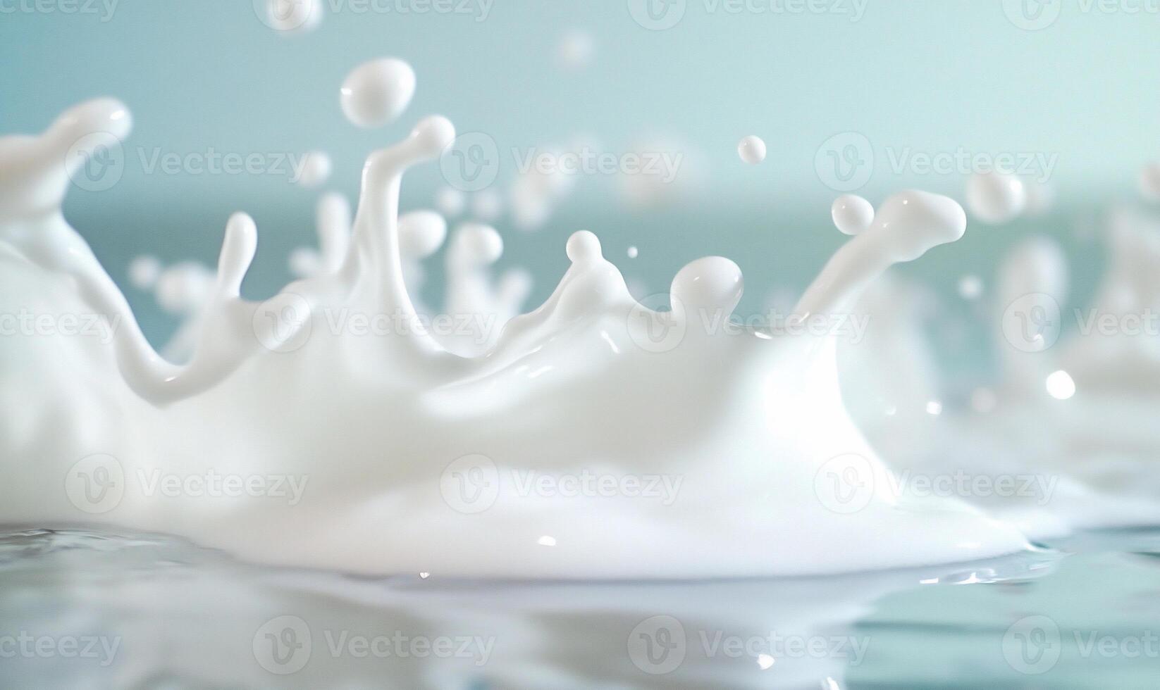 A close-up of milk splashing in water, creating dynamic shapes. photo