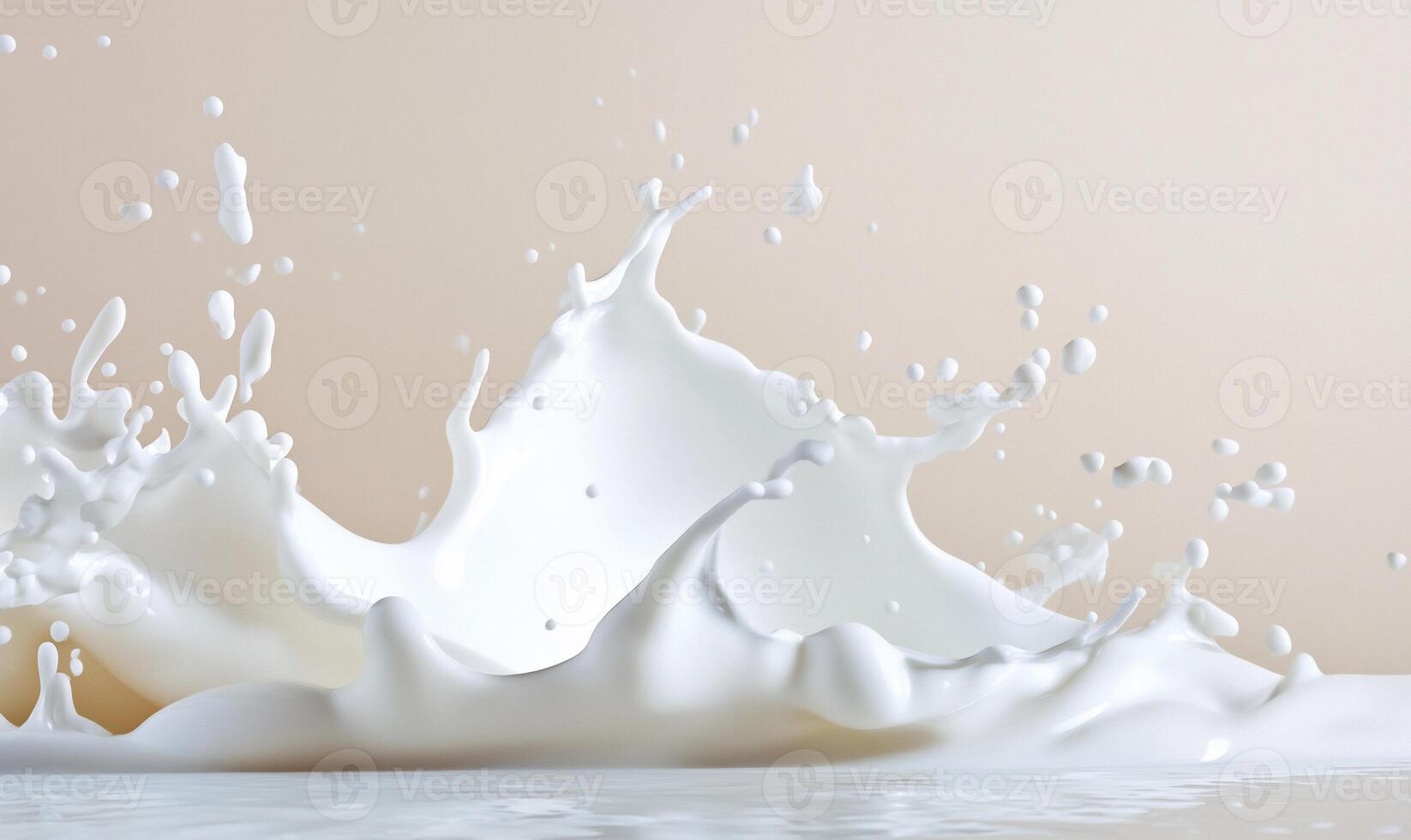 A splash of milk creating dynamic shapes against a soft background. photo