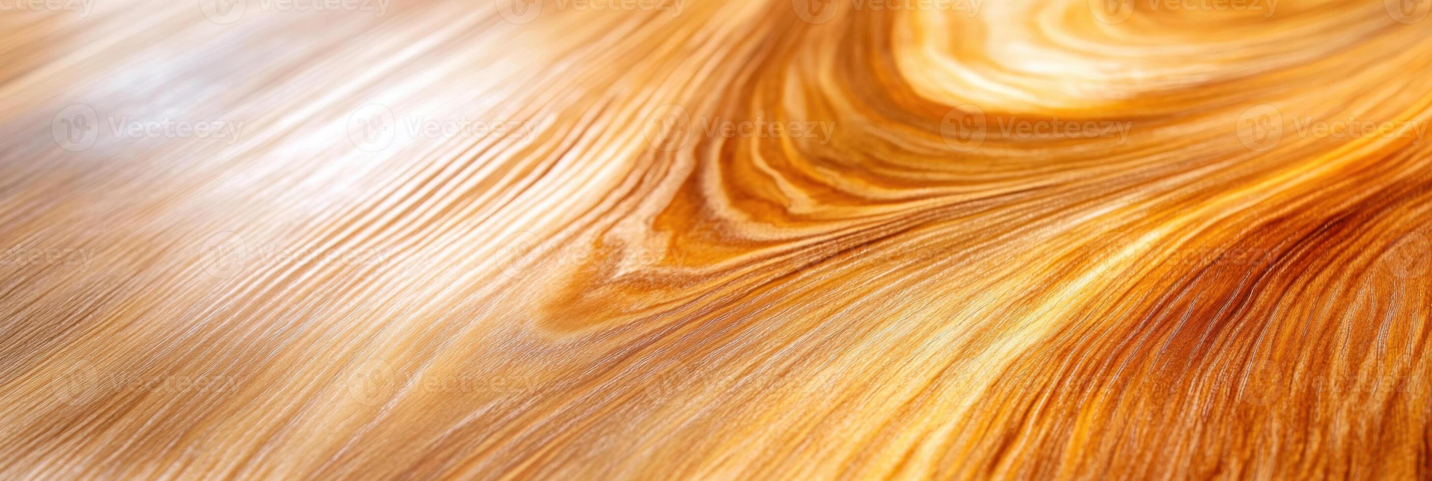 Glossy wooden tabletop with rich mahogany finish reflecting warm ambient lighting in a cozy indoor setting photo