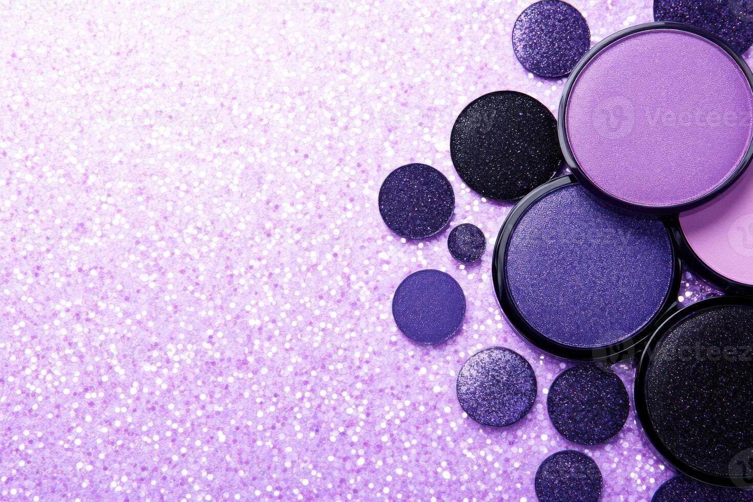 Surreal galaxy-inspired makeup palette featuring shimmering taupe, vibrant purple, and deep black tones for creative looks and artistic expression photo