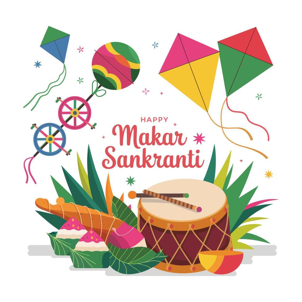Makar Sankranti A Vibrant Festival of Kites and Sweets vector