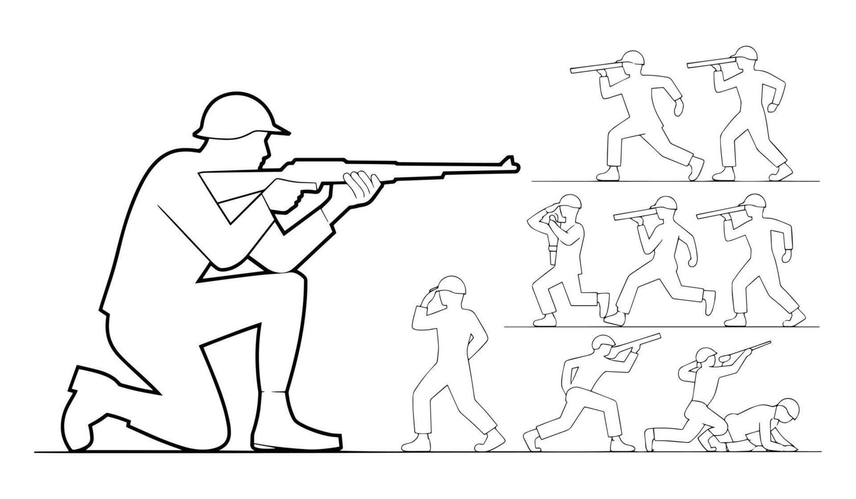 Silhouettes of Valor A Soldier's Coloring Page vector