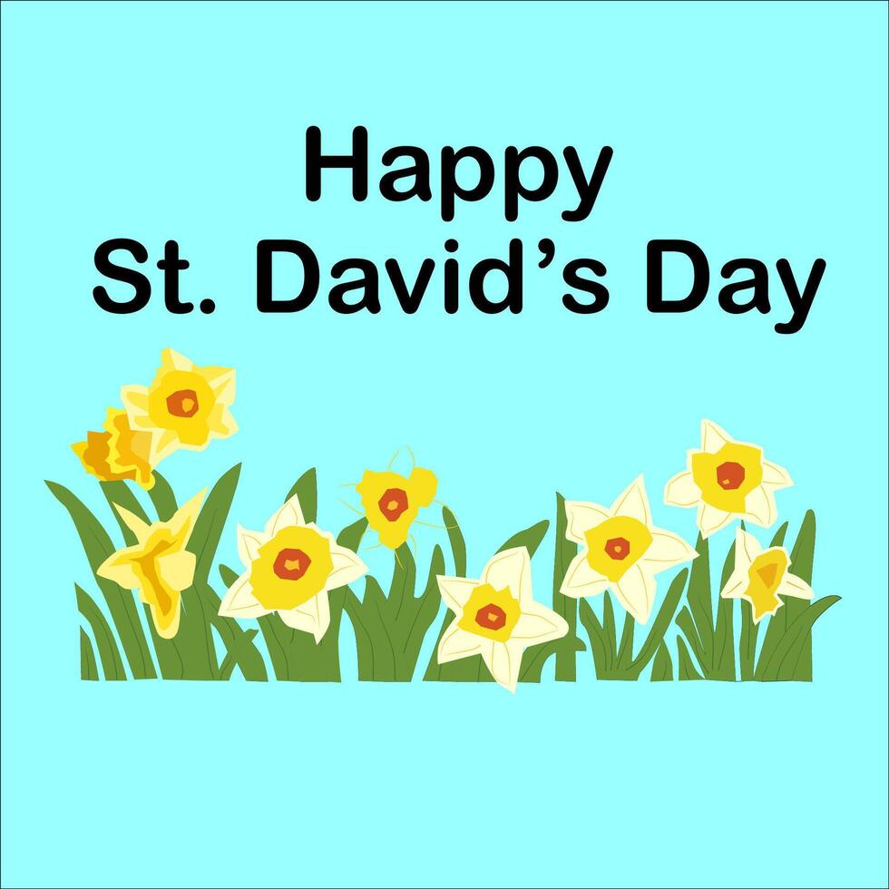 st davids day with flowers and leafs vector