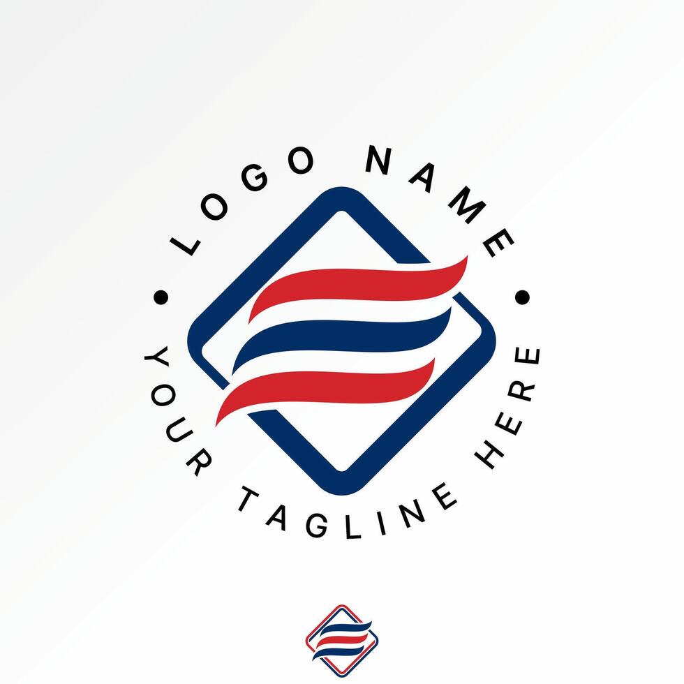 Logo design graphic concept creative premium stock image graphic three swoosh wave initial E font square connect monogram typography sport tech vector