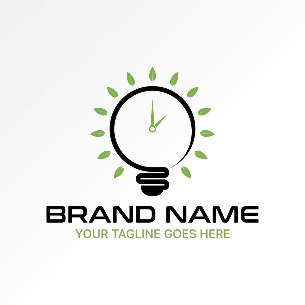 Logo design graphic concept creative premium stock image graphic light bulb watch clockwise leaves plant nature to typography tech smart excellence vector