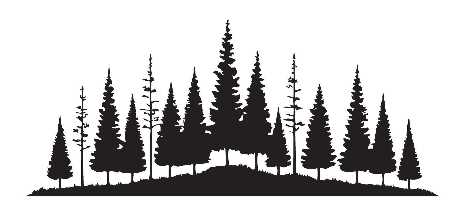 Silhouette of a Row of Pine Trees vector