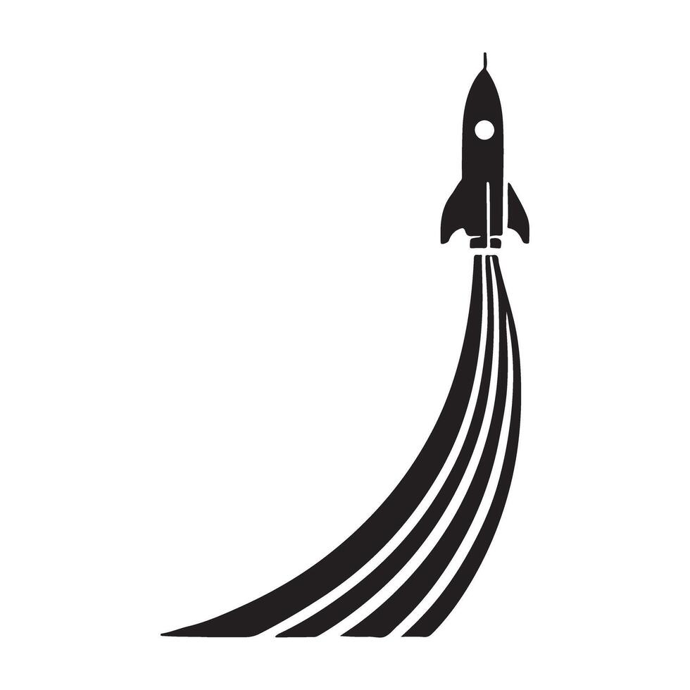 Rocket Launching Silhouette Icon Symbolizing Progress vector