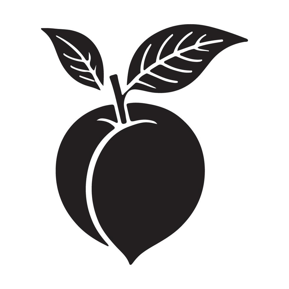 Single Peach Silhouette with Leaves vector